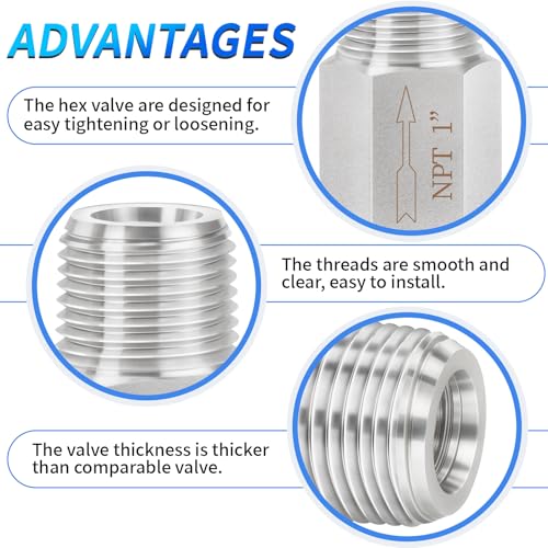 ChillWaves 304 Stainless Steel In-Line Siamese Check Valve 1" NPT Male Thread, One-Way Non-return Check Valve for Backflow Prevention(1-PACK) - size: 1" MNPT, style: Siamese Check Valve