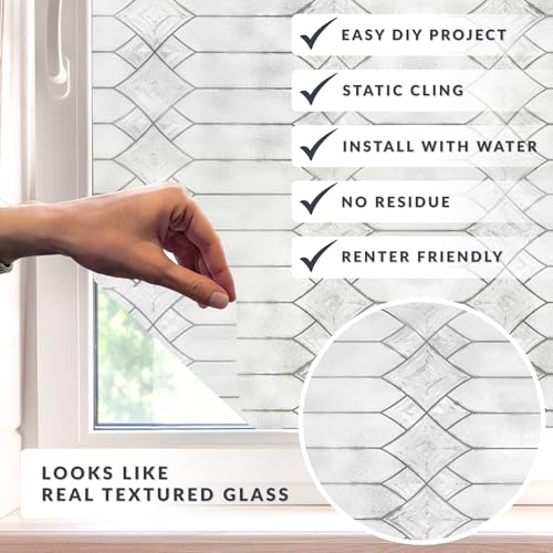 Gatehouse Large Window Privacy Film by Artscape - Textured Leaded Glass Design, Static Cling, Two-Way Privacy, UV Protection, Leaves No Residue, Made in USA - 36 x 72 Inch - color: Gatehouse Large