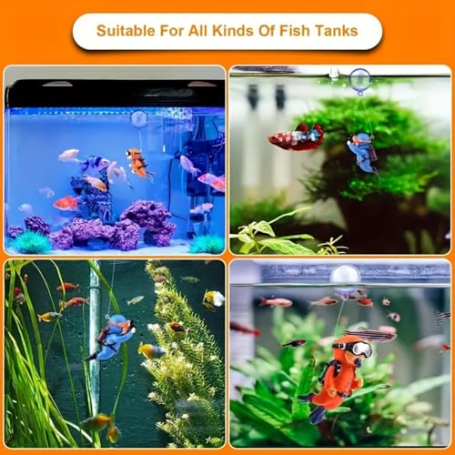 2PCS Diver Aquarium Decorations - Cute Floating Diver Figurines | Perfect for Fish Tank Scenes | Ideal for Unforgettable Aquatic Atmosphere, Playful Tank Decor