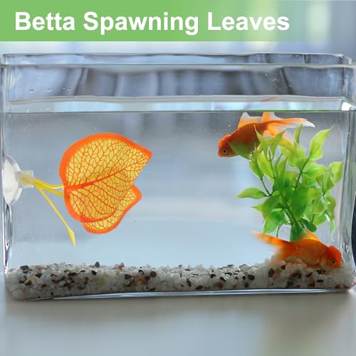 Betta Fish Leaf, Natural Habitat Simulation for Betta Spawnings Grounds, Betta Spawnings Leaves, Resting Bed, Large Small Leaves, Orange Yellow