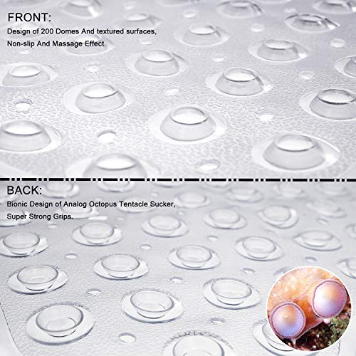 TEESHLY Bathtub Mats for Shower Tub, Extra Long Non-Slip 39 x 16 Inch Bath Mat with Drain Holes and Suction Cups, BathMat for Bathroom with Machine Washable (Clear) - color: Clear