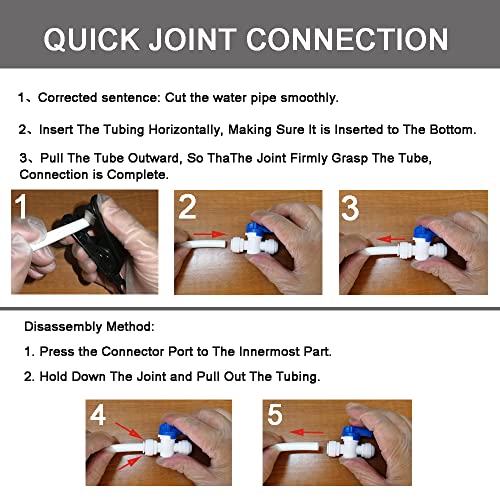 Food-Grade Quick Connector Push-In Tube Fitting,5/16" O.D. Equal Shut off Valve for Reverse Osmosis Water Filter Purifier (Pack of 10) - style: ball valve 5/16" x 5/16"