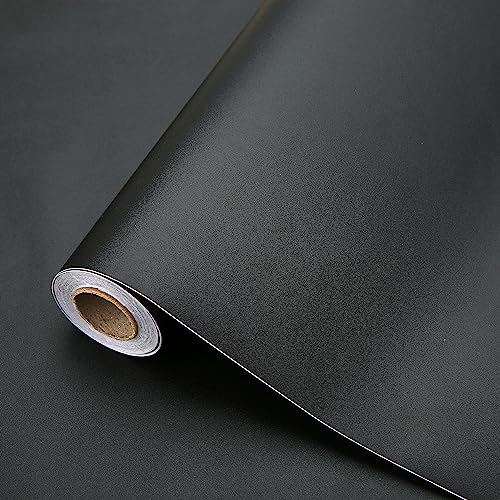 Dimcol Black Contact Paper 15.7"x118" Peel and Stick Wallpaper, Matte Black Self-Adhesive and Removable Decorative Contact Paper for Cabinets,Countertops,Shelve Wallpaper - color: Matte Black, size: 15.7" x 118"