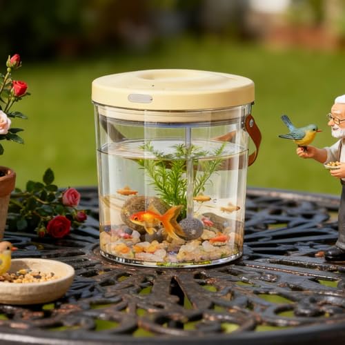 Portable Fish Tank - with Light Quiet Oxygen Circulation Clear Bowl,2000mAh Tiny Fish Tank - for Bait Fishing Kids Indoor Outdoor Sensory Play Reptile
