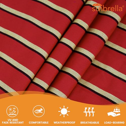 Lazy Daze Hammocks 12 FT Sunbrella Fabric Hammock Non-Fading with Spreader Bars and Free Pillow Fits for 2 Persons, All Weather and Fade Resistant for Patio Yard, 450 lbs Capacity, Harwood Crimson - color: Harwood Crimson