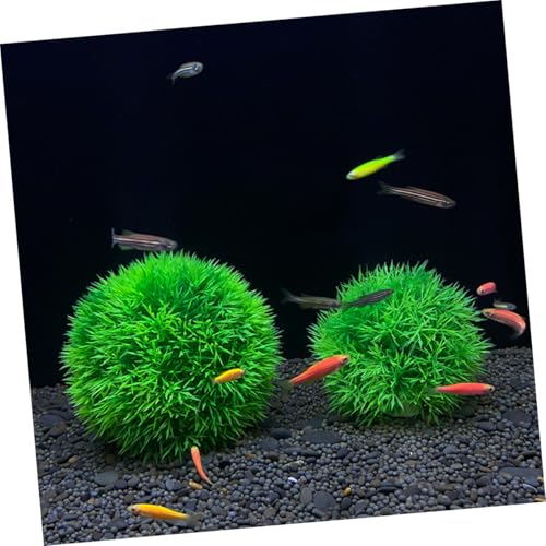 2Pcs Fish Tank Decorations 4.52In Aquarium Fake Plants Lifelike Simulated Water Grass Balls Underwater Crafts for Home Office Aquarium - size: 11.5x11.5cm