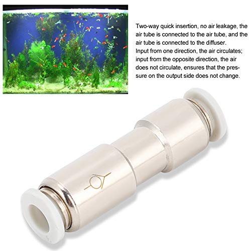 Aquarium One Way Check Valve, Anti Corrode Return Check Valve Metal Direct Connection Pipe for Fish Air Diffuser Connection