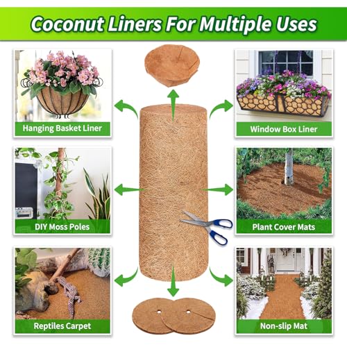 Legigo 16X120 Inch Natural Coco Liner Roll, Coconut Liners for Planter Window Box Hanging Basket, Coconut Coir Roll Coco Fiber Mat for Garden Decoration DIY Moss Poles Pet Pad Reptiles Carpet - size: 16x120 inch