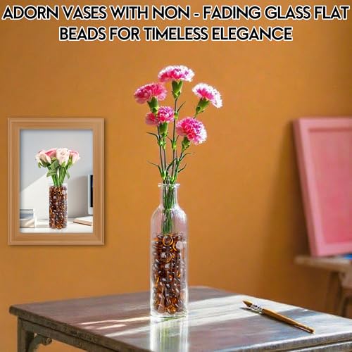 1LB Glass Marbles, Transparent and Smooth Flat Glass Beads for Vases, Mosaic Gem Pebbles for Aquarium Decor, Floral Arrangements, Mancala Stones, Vase Filler and Crafts, Brown - color: Brown
