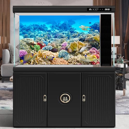 Under The Sea Aquarium Background Underwater Coral Reef Panorama Terrarium Background Various Tropical Fish Breeding Aquariums Fish Tank Backdrop Deep Sea Blue Ocean with Sunbeams Backdrop 24x12in - color: Tropical Brown, size: 24(W)x12(H)in
