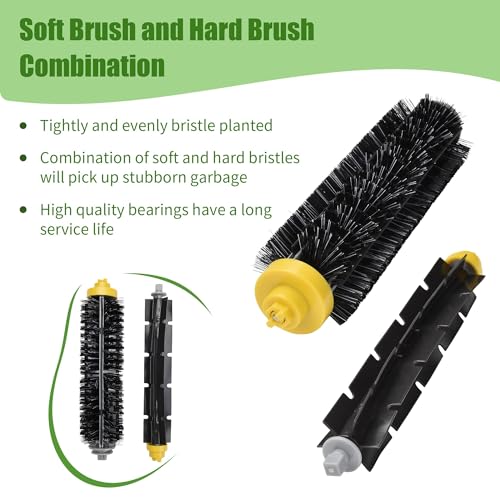Replacement Parts Kit for iRobot Roomba 600 Series 694 692 690 614 680 660 651 650 & 500 Series 595 585 564 552,3 Filter,3 Side Brush,1 Pairs Bristle and Flexible Beater Brush