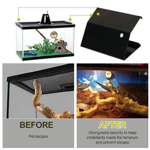 4 Pack Reptile Terrarium Covers Heavy Duty Screen Clips for Zilla Tank 30 Gallon or Larger, Aquarium Lid Clips for Reptile Tank Lid, Rreptile Enclosure Lock for Amphibian and Turtle Terrarium Covers