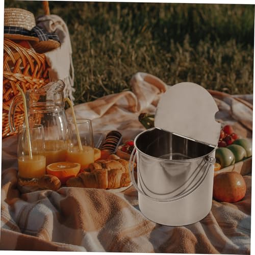 Stainless Steel Portable Ice Cube Storage Bucket with Handle Multi-Function Wine Cooler for Parties Picnics and Camping Events Capacity Beverage Pail for Cold Drinks