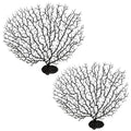 Tfwadmx Large Artificial Coral Plant Sea Fan Decor Black Fish Tank Decoration Aquarium Landscape 2 Pcs 5.9inch to 7inch
