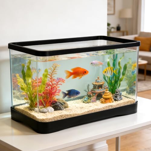 2 Gallon Plastic Rectangular Fish Tank, Large Clear Shatterproof Aquarium for Betta Fish Reptiles Succulents Flower Centerpiece, Fish Terrarium for Centerpiece Home Office Desktop Decors Gift