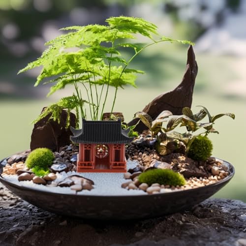 PRETYZOOM Miniature Pavilion Ornament Asian Style Pagoda Sculpture for Bonsai Gardens Tabletop Decor Zen Garden Accessories for Fish Tanks and Miniature Landscapes