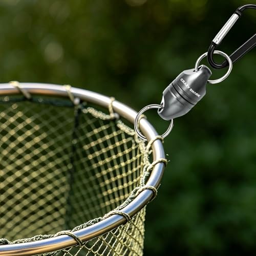 Magnetic Net Release for Fly Fishing, Aluminum Magnetic Quick Release Keychain, Fly Fishing Net Magnet Holder Retractor with Carabiner