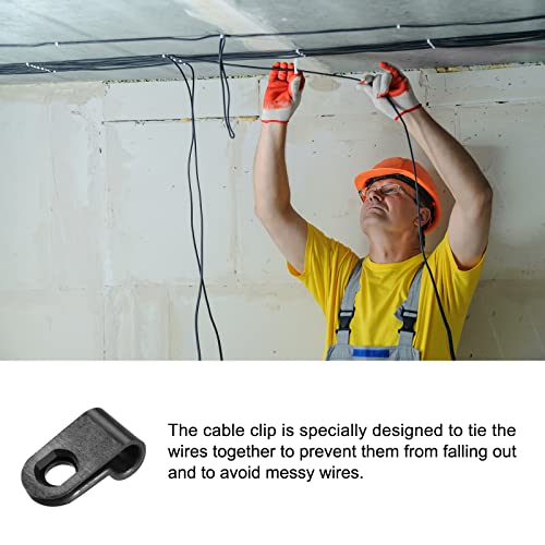 R-type Cable Clips Wire Management Clamp, [for Keeping Wire Neat ] - Nylon / 0.2-inch/Black / 30 Pcs - size: 0.2-inch