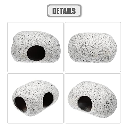 Aquarium Decorations Hideaway Rock Cave, Ceramic Fish Tank Decoration Stone for Aquatic Pets to Breed Rest, Gray 3.66x2.60x2.05 Inches