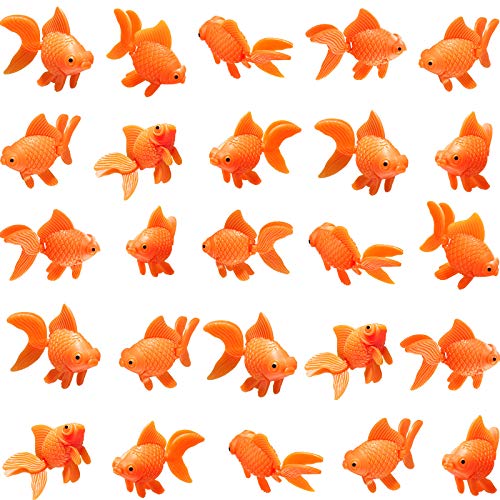 Sumind 30 Pieces Fake Goldfish Plastic Floating Artificial Aquarium Fish Realistic Moving Orange Goldfish Ornament Decorations for Aquarium Tank