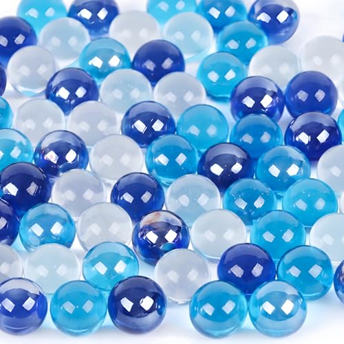 DomeStar 1LB Glass Marbles Bulk, Marbles for Vases 0.63 Inch Vase Fillers Blue Glass Beads Set Ocean Theme for Home Decor - color: Blue Ocean