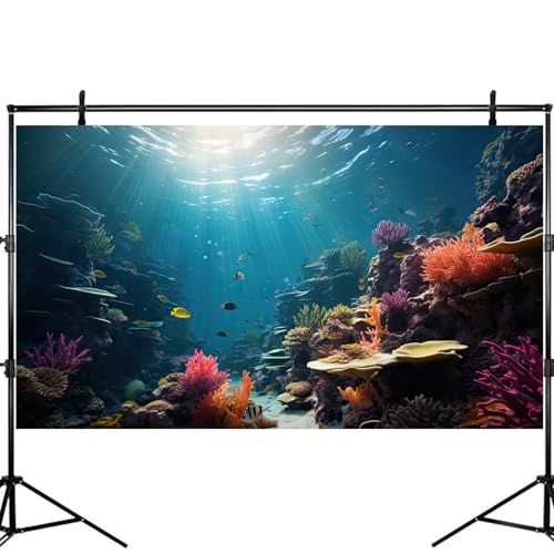 Fish Tank Background Under The Sea Coral Reef Aquarium Background Deep Ocean Aquatic Plants Sunray Terrarium Backgrounds Underwater Tropical Soft Coral Reef Fish Tank Backgrounds Decors 24x12in - color: Purple-Pink, size: 24(W)x12(H)inches/ 60(W)*30cm(H)