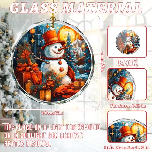 Stained Glass Snowman Ornament - Christmas Tree Decoration, Gift for Holidays - color: Snowman
