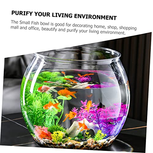 Transparent Plastic Fish Bowl Tank Small Aquarium for Betta Fish Goldfish Portable Round Design Easy Maintenance Fall Resistant for Home Office Turtle Care - size: 16.5x16.5cm