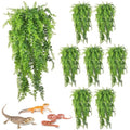 PINVNBY 8 PCS Reptile Plants Terrarium Decor Hanging Fake Vines with Suction Cup Artificial Leaves Bearded Dragon Tank Accessories for Lizards Geckos Snake Hermit Crab - size: 8PCS