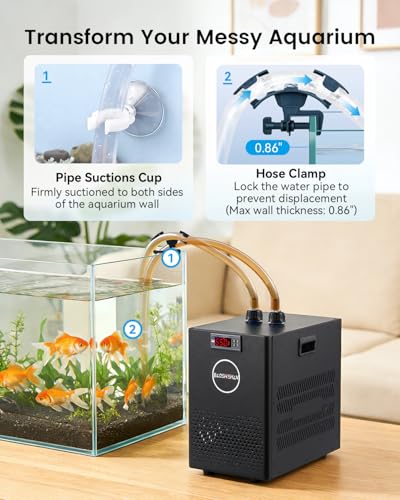 BAOSHISHAN 1/13 HP Aquarium Chiller 26 Gallon 100L Water Cooling System | Upgrade Durable Pump and Tubing, Quiet Compressor Refrigeration, Precise Cooling for Axolotl Fish and Reef Tanks - size: 100L