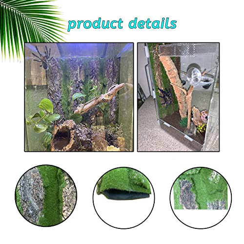 Reptile Cork Terrarium Background Decor,Habitat Fitting Bark Backdrop Wall Artificial Moss 3D Aquarium Panel for Lizard Gecko Tortoise Spider Bearded Dragon Chameleon Snake Amphibian(2Pcs)