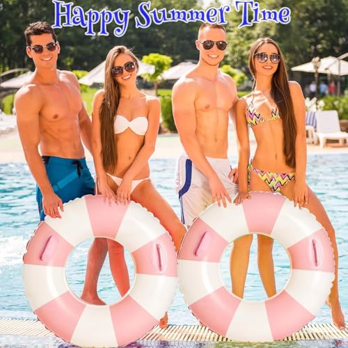 2 PCS Inflatable Pool Floats for Swimming Pool Party Lake Beach Adults - Floaties Pool Tubes Swim Rings Tubes Floaties for Beach Pool Party Decorations - color: Pink, size: 33"