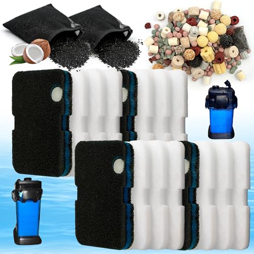 19PCS Canister Filter Pads for Cascade 700/1000 | Replacement Media Set for Penn-Plax Aquarium Filter | 12 Floss Pads + 12-in-1 Bio Media + 4 Carbon Pads + 2 Bags Activated Carbon