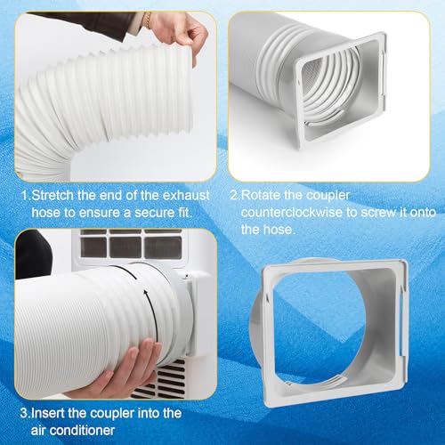 Portable Air Conditioner Hose Kit 5.9" Dia 59" Length Universal AC Hose with Adapter Flexible Exhaust Hose and AC Unit Tube Connector for Portable Air Conditioner Vent AA02 - size: Dia 5.9" Exhaust Hose L 59"&Coupler AA02