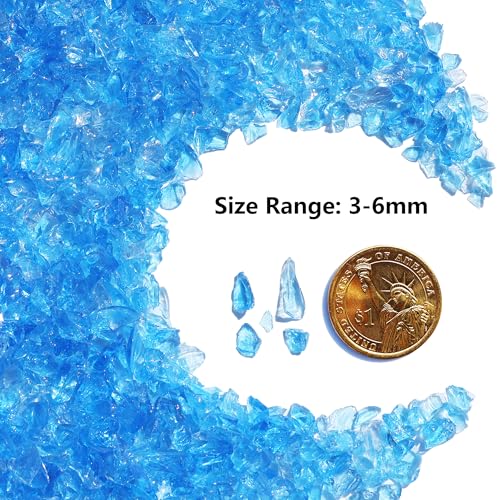 QYGL Crushed Glass - 2.1LB Ocean Blue Broken Glass Pieces 3-6mm, for Resin Art, DIY Crafts, Home Decor, Vase Fillers, Tabletop Fire Pit, and Aquarium Rocks - color: Ocean Blue