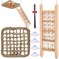 CHALEEMANG Hermit Crab Toys - Seagrass Hammocks and Ladder Bridges Set With Small Brush - Aquarium Accessories and Decorations for Tanks