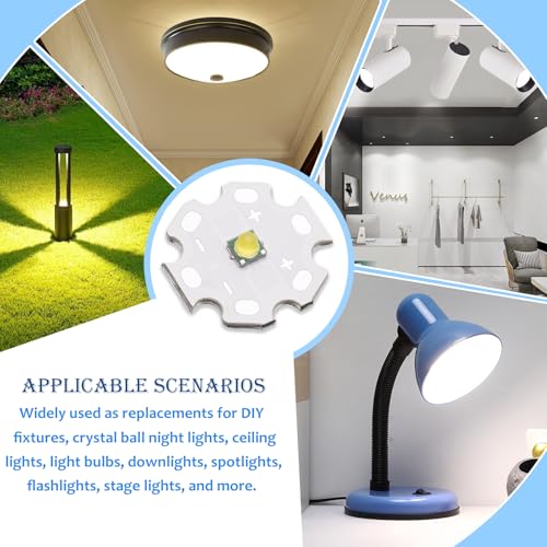 5Pcs 3W 6500K White 3535 SMD High Power LED Chip with Aluminum Plate 20mm Star PCB Base Heat Sink for Led Chip and Floodlight Replacement(60deg,White 6000K-8000K,DC 2.8-3.0V,700mA) - color: White6000-8000k&60deg