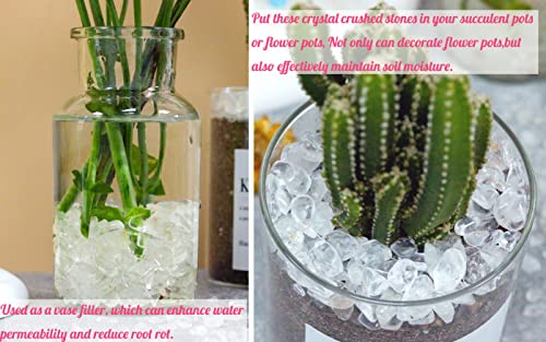 1lb Clear Quartz Aquarium Gravel Rocks Natural Tumbled Healing Crystal Chips Bulk Gemstones Crushed Stones for Fountain Vase Filler Planters Decorative Fish Tank Potted Reiki Energy Balancing - color: Clear Quartz, size: 1 Pound
