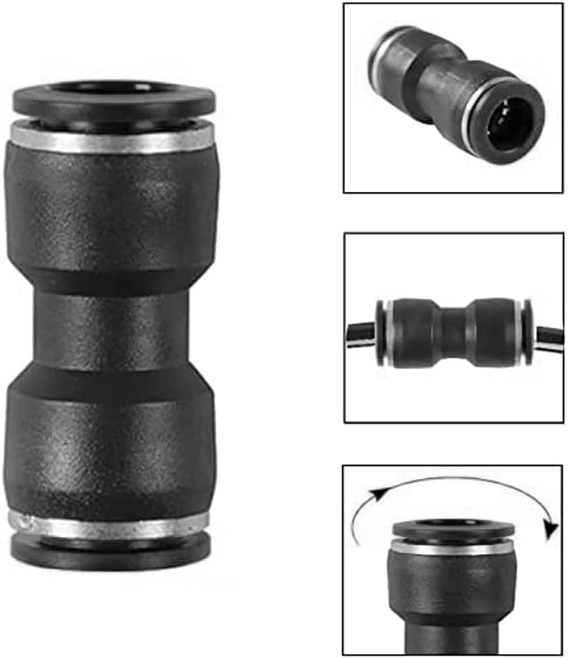 zjxed 1/4" OD x 1/4" OD Straight Pneumatic Connector, Push to Connect fittings Straight Union/Coupler (Pack of 10) - size: 1/4 inch-1/4 inch