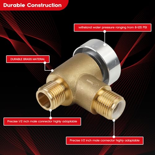 571-VAC-CHK-A Brass RV Vacuum Breaker – 1/2 DN Male - Works with RVs, Travel Trailers & Camper Vans, Ideal for Black Tank Water Systems, Brass Build