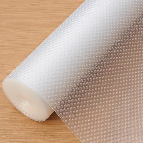 Hersvin Shelf Liners, 23.6x196.9 Inch EVA Non-Adhesive Drawer Mats, Cupboard Pad, Kitchen Cabinet Lining Fridge Cushion for Home Office (Clear/Dot, 60x500cm) - color: Clear Dot, size: 23.6"W x 197"L