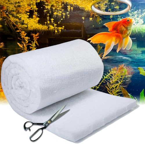 UBeesize Aquarium Filter Media Floss, 6 ft Cut to Fit Pond Filters for Outdoor Ponds and Fish Tank, High Efficiency Aquarium Filter Material, No Dye and Reusable Filter Floss - size: 12" x 72"