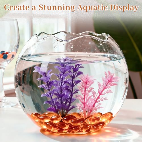 Orange Flat Glass Marbles, 0.97 lb Vase Filler Pebbles Gems, Decorative Glass Beads for Vases, Crafts, Floral, Mancala Stones, Aquarium Rocks for Fish Tank, 0.6"-0.8" (Approx. 80-100 PCS) - color: Orange