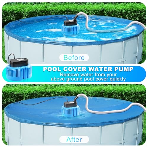 DeeprBetter Above Ground Pool Cover Pump, Submersible Water|Sump Pump for Draining, 850 GPH Blue
