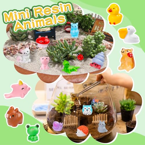 200 Pcs Mini Patio Miniatures Figurines Colorful Mini Resin Figures in Bulk Miniature Little Small Animals Figurines for Fairy Garden Landscape Dollhouse Accessories DIY Crafts Aquarium Decor - style: 200Pcs Bulk