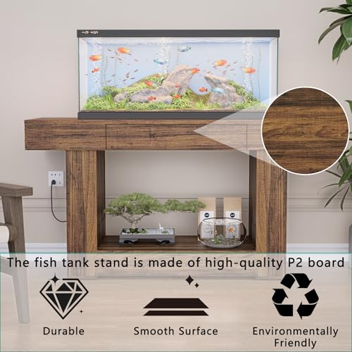 55–75/90 Gallon Aquarium Stand, 48 Inch Fish Tank Stand with Power Outlets & USB Ports, Heavy Duty Double Aquarium Stand for Turtle Reptile Terrarium, Farmhouse Tank Stand,Rustic Brown - color: Rustic Brown