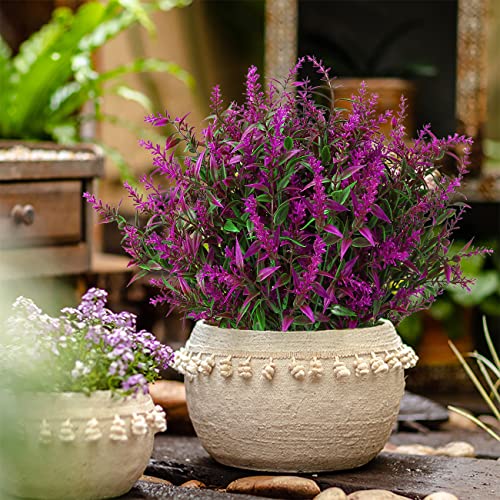 XLFAQXM 8 Pack Artificial Plants Flowers Grass Shrubs Lavender No Fade Faux Plastic Flowers Outdoor for Farmhouse Garden Porch Patio Indoor Wedding Decoration Greenery Fake Plants uv Resistant - color: 7#