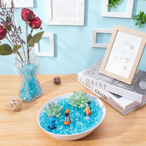 Keedolla Ice Blue Sea Glass Marbles Stones Frosted Glass Pebbles Gemstones for Aquarium Rocks, Fish Tank Gravel, Vase Fillers, DIY Crafts - 230g/8oz - color: Ice Blue, size: 0.5 LB