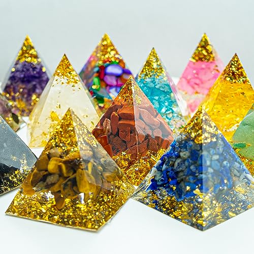 1.18inch Mini Natural Crystal Pyramid Statue Crafts Quartz Amethyst Chakra Crystal Pyramid Shape Meditation Tool Home Decoration Ornaments Gifts (Amethyst Cornucopia 1.18inch 12PCS) - color: Amethyst Cornucopia 1.18inch 12pcs