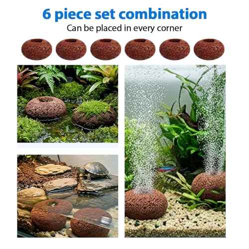 6Pcs Volcanic Rock Aquarium Hide, Plant Weight Holder, Natural Aquarium Decoration for Shrimp Fish Terrarium - size: Oval Volcanic Rock